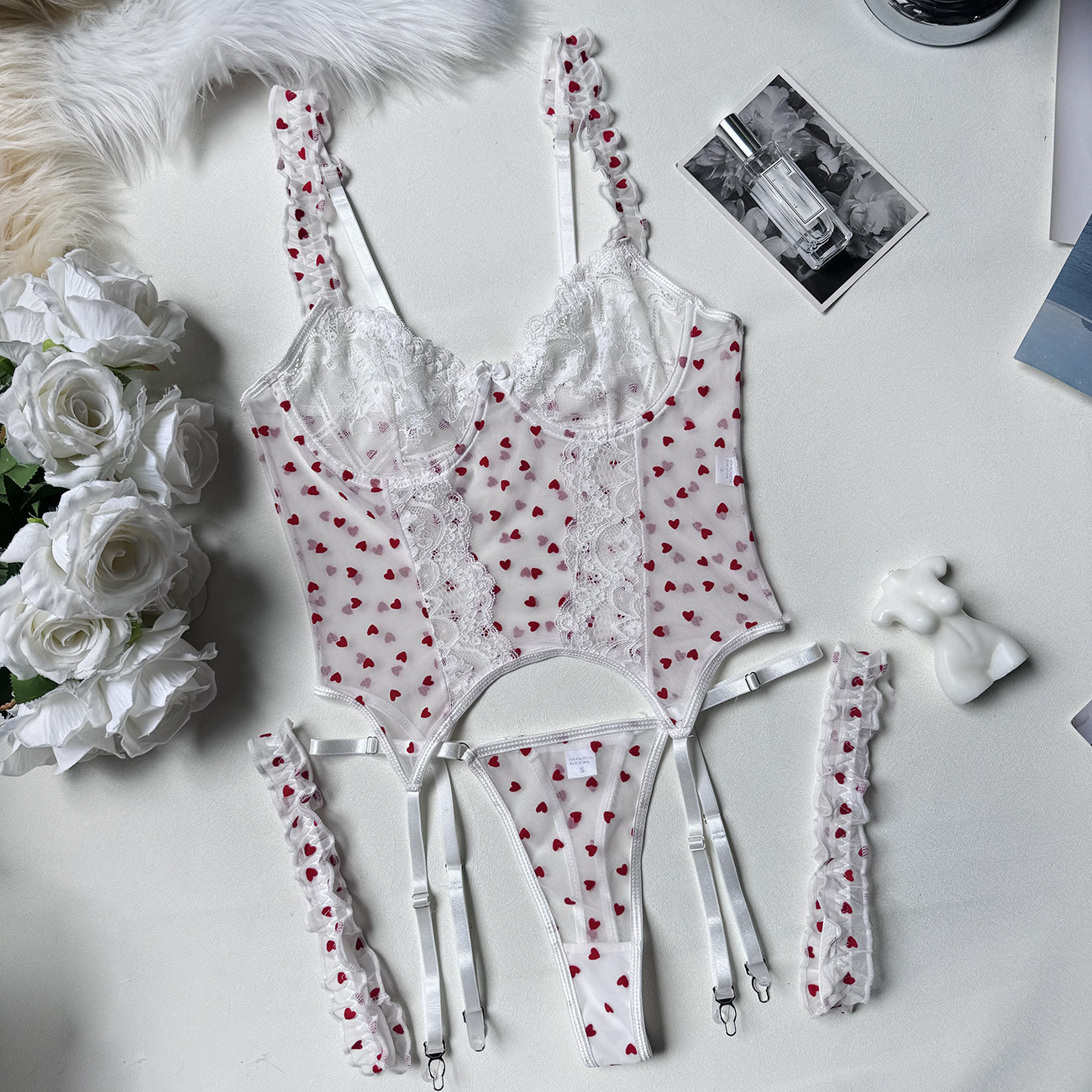 Flocking Love 4-piece Set Sexy Lingerie Set - Image 5