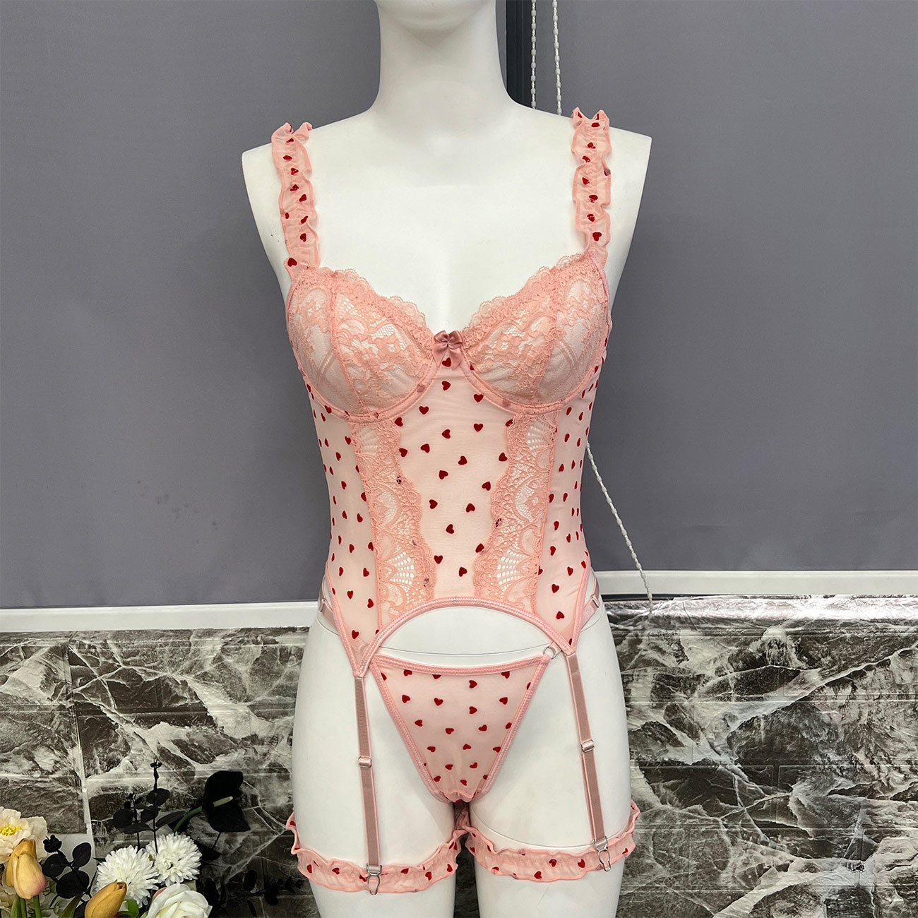 Flocking Love 4-piece Set Sexy Lingerie Set - Image 3