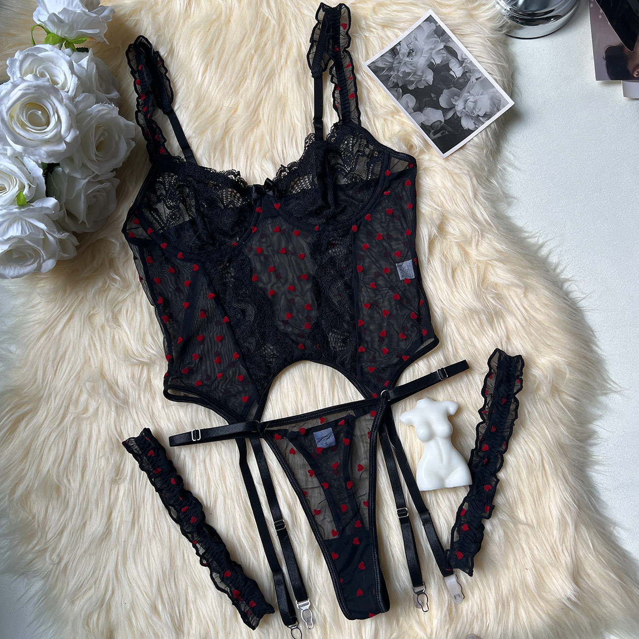 Flocking Love 4-piece Set Sexy Lingerie Set - Image 9