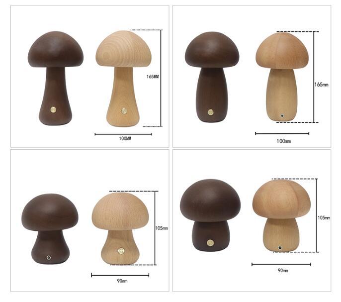 INS Wooden Cute Mushroom LED Night Light With Touch Switch Bedside Table Lamp For Bedroom Childrens Room Sleeping Night Lamps Home Decor - Image 9